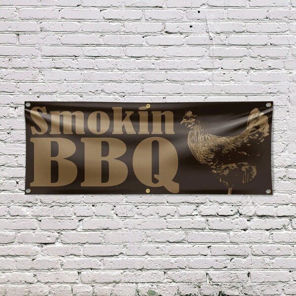 Signmission Smokin BBQ, 24 Inch x 72 Inch, Vinyl Banner - B-72-30862