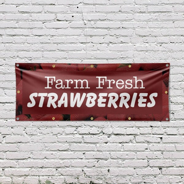 Signmission Farm Fresh Strawberries, 48 Inch x 120 Inch, Vinyl Banner - B-120-30616