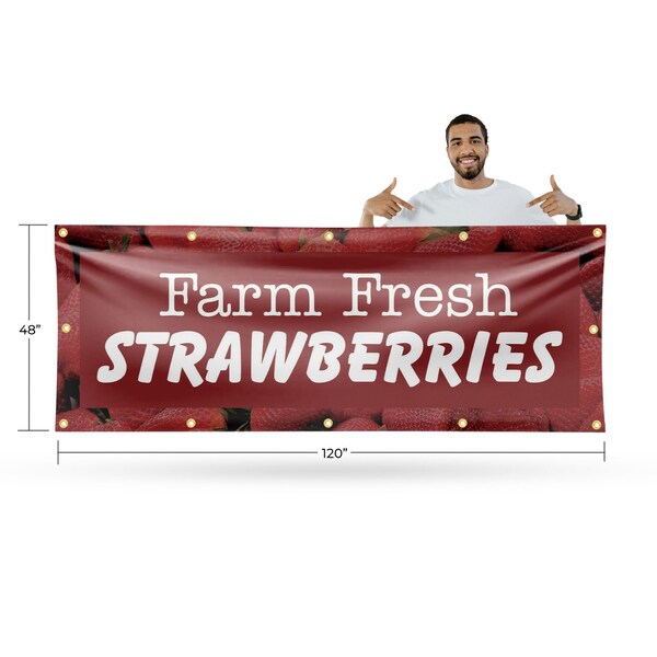 Signmission Farm Fresh Strawberries, 48 Inch x 120 Inch, Vinyl Banner - B-120-30616
