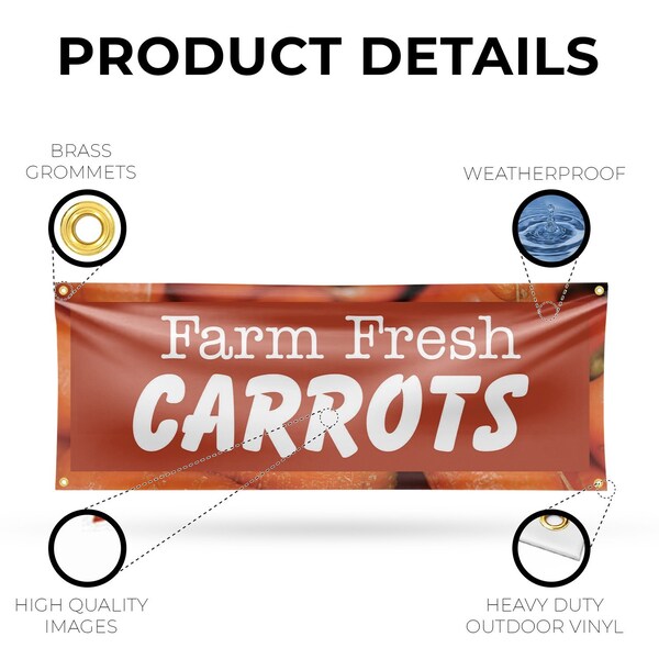 Signmission Farm Fresh Carrots, 18 Inch x 48 Inch, Vinyl Banner - B-30585