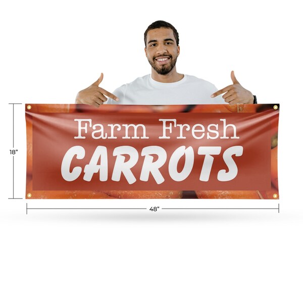 Signmission Farm Fresh Carrots, 18 Inch x 48 Inch, Vinyl Banner - B-30585