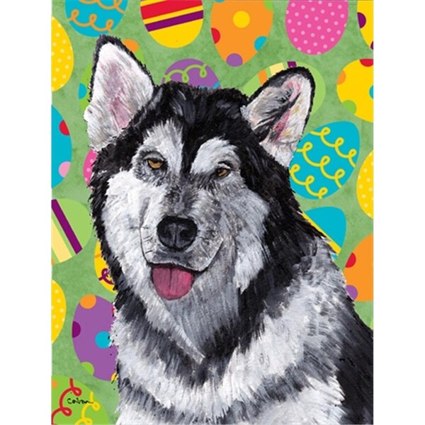 Patioplus Alaskan Malamute Easter Eggtravaganza Flag Garden Size - PA248441