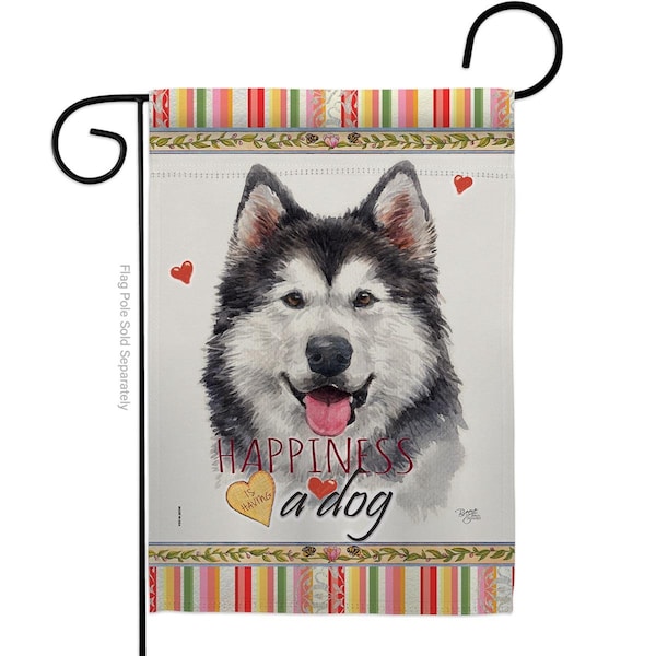 Gardencontrol 13 x 18.5 in. Dog Siberian Husky Happiness Double-Sided Decorative Vertical Garden Flag - GA2158641