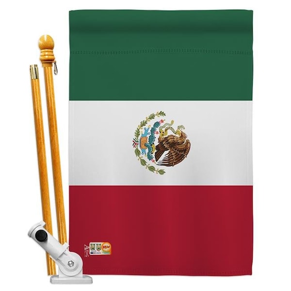 Americana Home & Garden Americana Home & Garden AA-CY-HS-140154-IP-BO-D-US18-AG 28 x 40 in. Mexico Flags of the World Nationality Impressions Decorative Vertical Double Sided House Flag Set & Pole Bracket Hardware Flag Set - HS140154-BO