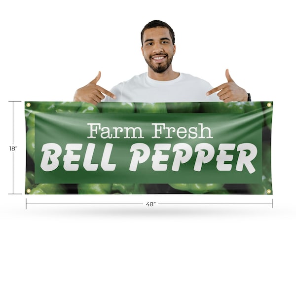 Signmission Farm Fresh Bell Pepper, 18 Inch x 48 Inch, Vinyl Banner - B-30578