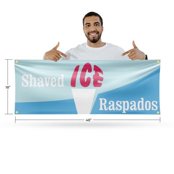 Signmission Shaved Ice Raspados, 18 Inch x 48 Inch, Vinyl Banner - B-30853
