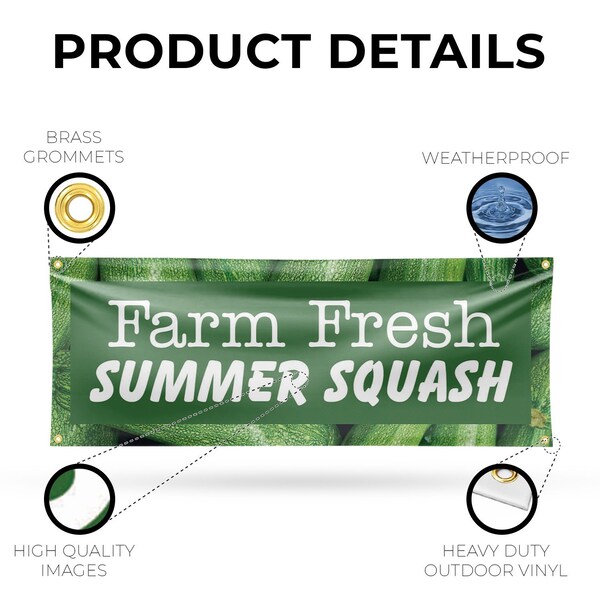 Signmission Farm Fresh Summer Squash, 18 Inch x 48 Inch, Vinyl Banner - B-30617