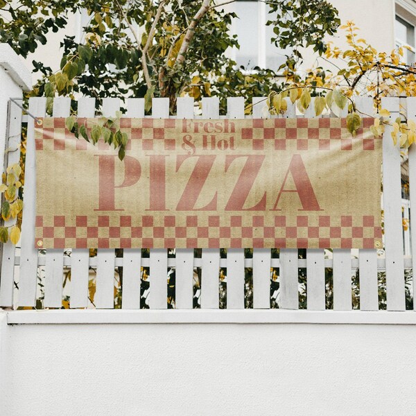 Signmission Fresh & Hot Pizza, 18 Inch x 48 Inch, Vinyl Banner - B-30651