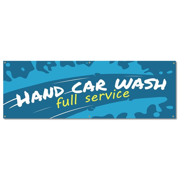 Signmission Hand Car Wash, 24 Inch, Banner - B-72-30386