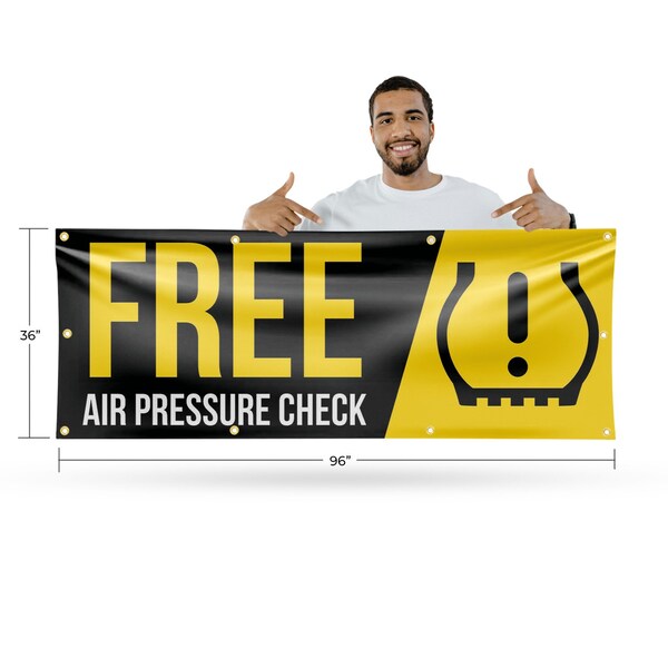 Signmission Free Air Pressure Check, 36 Inch x 96 Inch, Vinyl Banner - B-96-30641