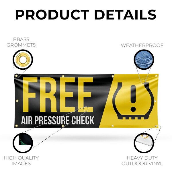 Signmission Free Air Pressure Check, 36 Inch x 96 Inch, Vinyl Banner - B-96-30641