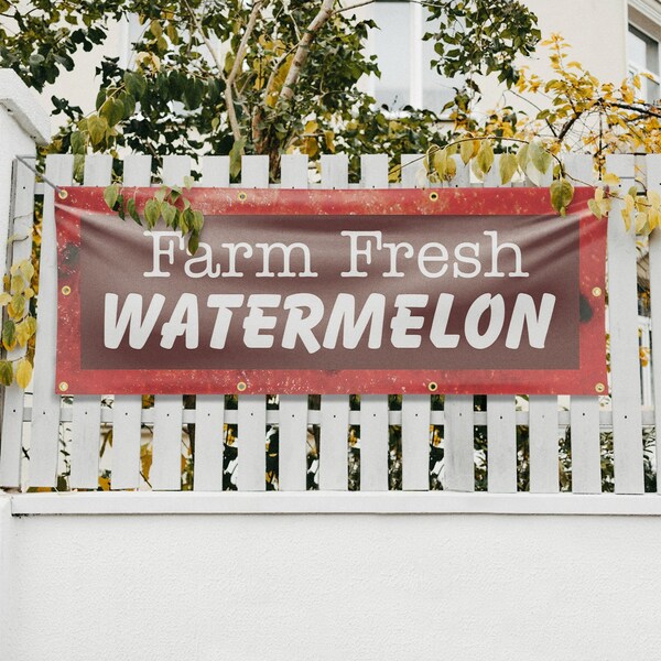 Signmission Farm Fresh Watermelon, 36 Inch x 96 Inch, Vinyl Banner - B-96-30620