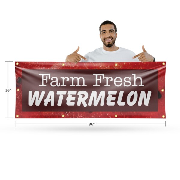 Signmission Farm Fresh Watermelon, 36 Inch x 96 Inch, Vinyl Banner - B-96-30620