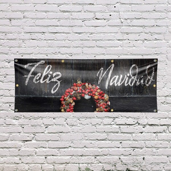 Signmission Feliz Navidad, 36 Inch x 96 Inch, Vinyl Banner - B-96-30624
