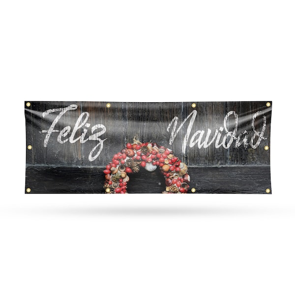 Signmission Feliz Navidad, 36 Inch x 96 Inch, Vinyl Banner - B-96-30624