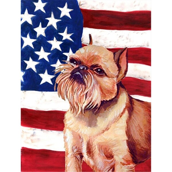 Patioplus 28 x 40 in. USA American Flag with Brussels Griffon House Size Canvas Flag - PA728829