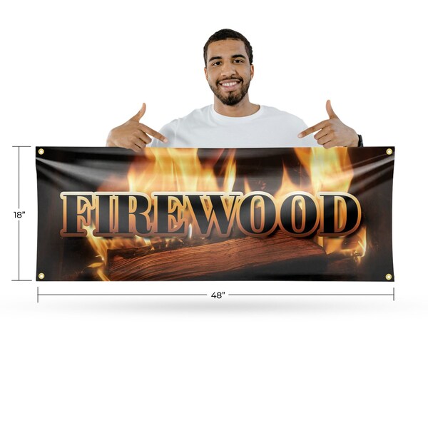 Signmission Firewood, 18 Inch x 48 Inch, Vinyl Banner - B-30627