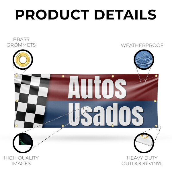 Signmission Autos Usados, 36 Inch x 96 Inch, Vinyl Banner - B-96-30473