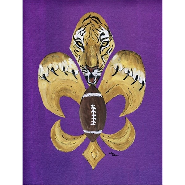 Patioplus Tiger Football Fleur de lis House Size Canvas Flag - PA3429699