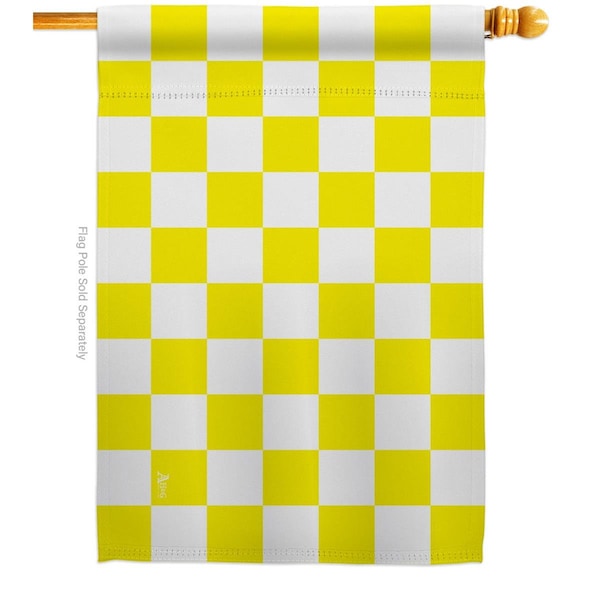 Guarderia Yellow Checker Novelty Merchant 28 x 40 in. Double-Sided Horizontal House Flags for  Banner Garden - GU4075830