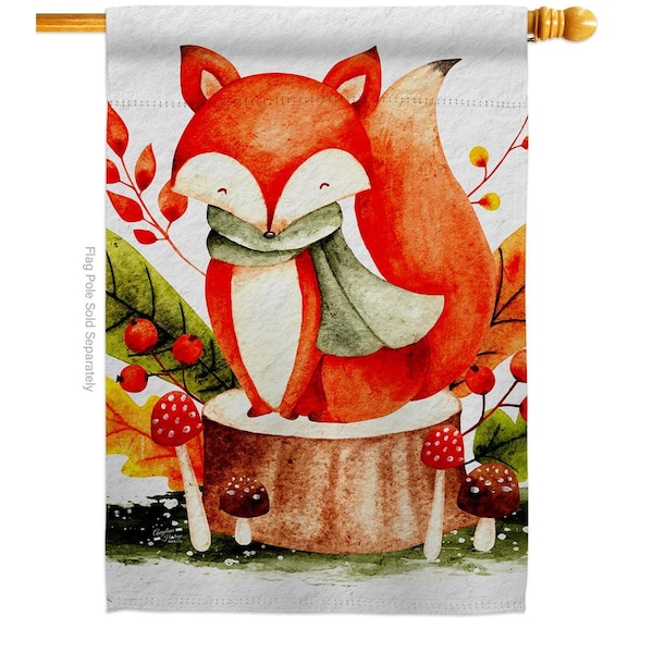 Patio Trasero 28 x 40 in. Autumn Fox House Flag with Fall Harvest & Double-Sided Vertical Flags  Banner Garden - PA3910401