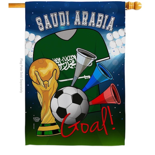 Cuadrilatero World Cup Saudi Arabia Soccer Sports 28 x 40 in. Double-Sided Vertical House Flags - CU3955665