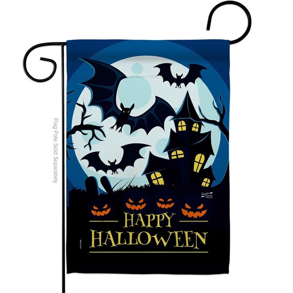Patio Trasero 13 x 18.5 in. Halloween Night Garden Flag with Fall Double-Sided Decorative Vertical Flags - PA3873031