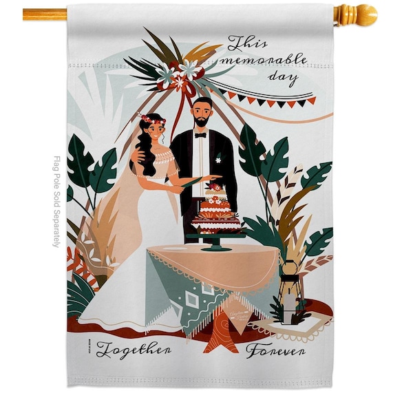 Patio Trasero Together Forever Celebration Wedding Double-Sided Garden Decorative House Flag, Multi Color - PA3903153