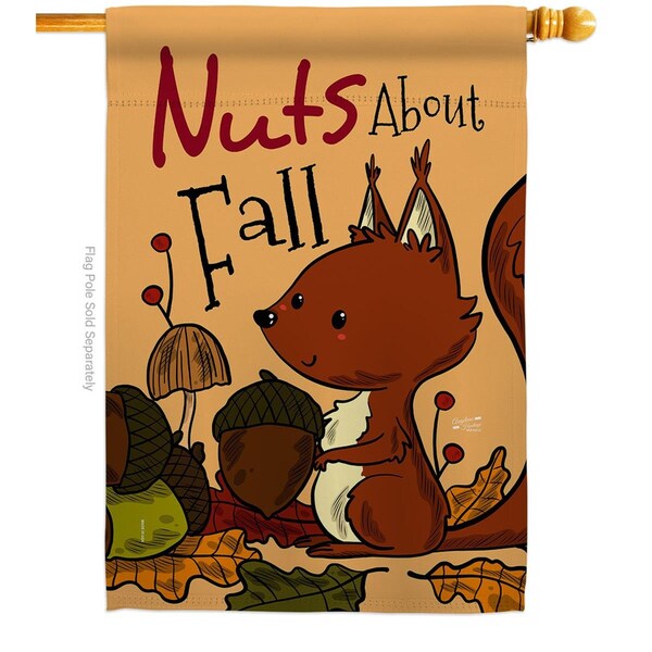 Patio Trasero 28 x 40 in. Nuts About Fall House Flag with Harvest & Autumn Double-Sided Vertical Flags  Banner - PA3900942