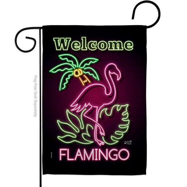 Patio Trasero Welcome Neon Flamingo Summertime Tropical 13 x 18.5 in. Double-Sided  Vertical Garden Flags for - PA4061191