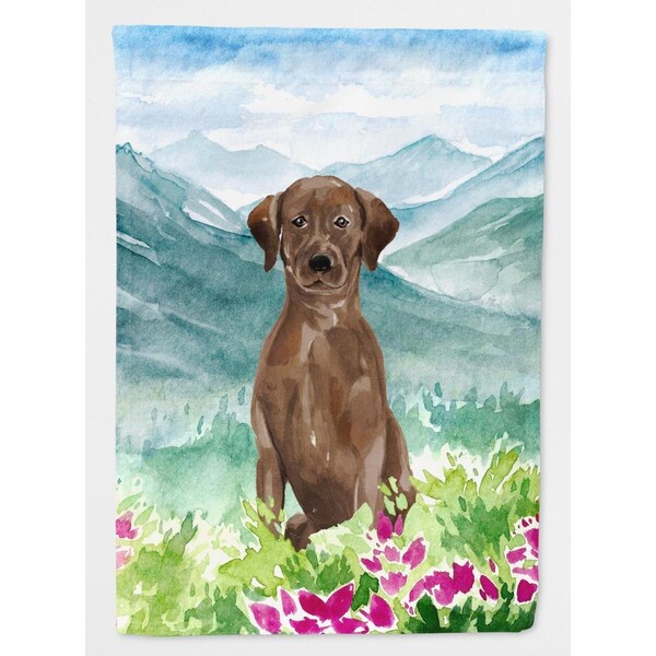 Carolines Treasures Mountian Flowers Chocolate Lab Garden Size Flag - CK1986GF