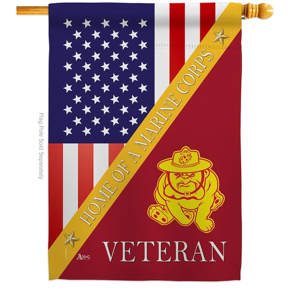 Americana Home & Garden 28 x 40 in. Home of USMC House Flag w/Armed Forces Marine Corps Double-Sided Vertical Flags  Banner - AM578921