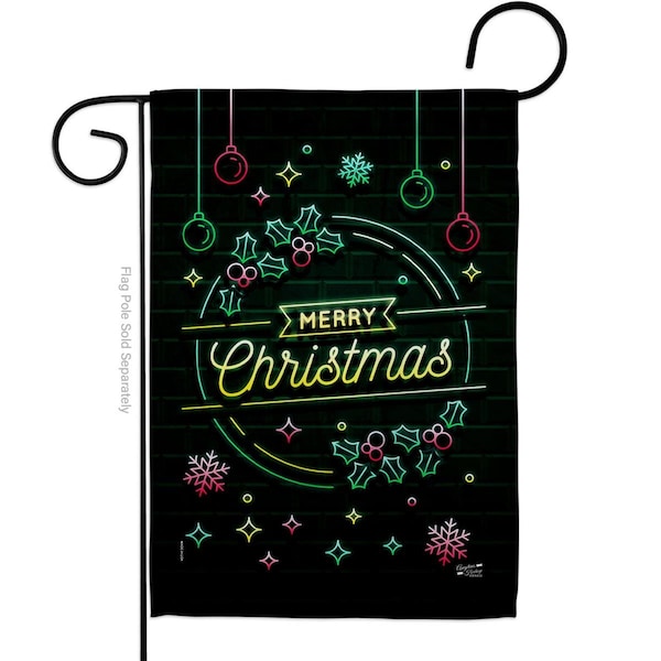 Patio Trasero 13 x 18.5 in. Christmas Neon Light Garden Flag with Winter Double-Sided Decorative Vertical Flags - PA3906422