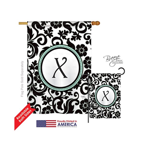 Gardencontrol 30076 Damask X Monogram 2-Sided Vertical Impression House Flag - 28 x 40 in. - GA4178160
