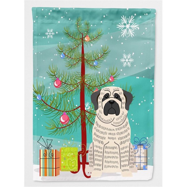 Patioplus Merry Christmas Tree Mastiff Brindle White Flag Canvas House Size - PA3395815