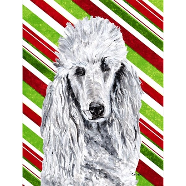 Carolines Treasures White Standard Poodle Candy Cane Christmas Flag Garden Size - SC9799GF