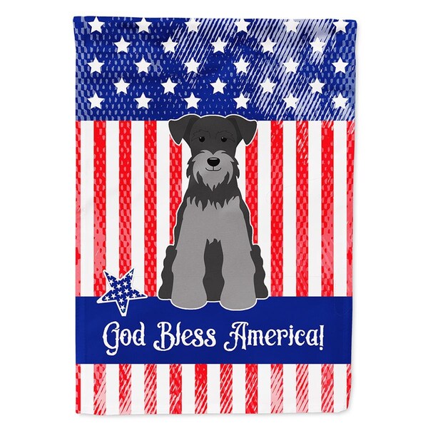 Carolines Treasures Patriotic USA Miniature Schanuzer Black Silver Garden Size Flag - BB3047GF