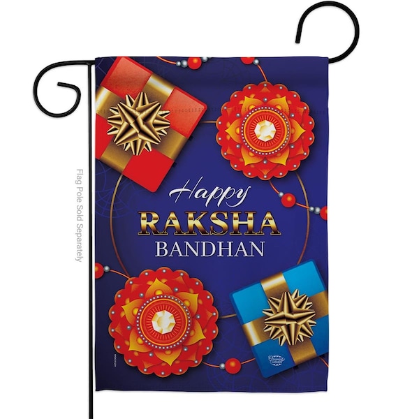 Cuadrilatero Rakhi Purnima Celebration Raksha Bandhan Double-Sided Decorative Garden Flag, Multi Color - CU3920115
