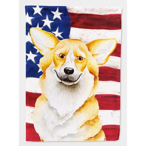 Carolines Treasures Corgi Patriotic Flag Canvas - House Size - CK1383CHF