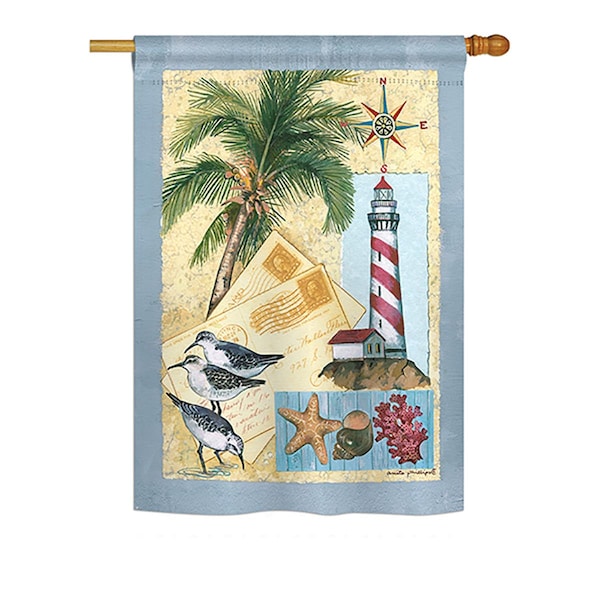 Gardencontrol Lighthouse Letters Coastal - Everyday Nautical Impressions  Vertical House Flag - 28 x 40 in. - GA2673107