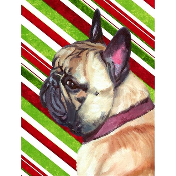 Patioplus French Bulldog Frenchie Candy Cane Holiday Christmas Flag Garden Size - PA252276