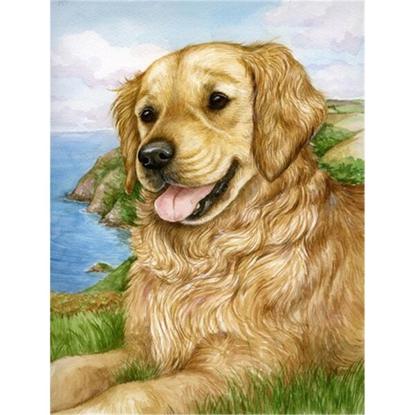 Carolines Treasures Golden Retriever by Debbie Cook Flag Canvas House Size - CDCO0384CHF