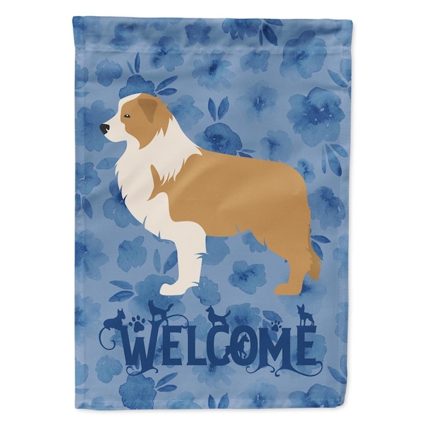 Carolines Treasures 28 x 0.01 x 40 in. Red Border Collie Welcome Flag Canvas House Size - CK6149CHF