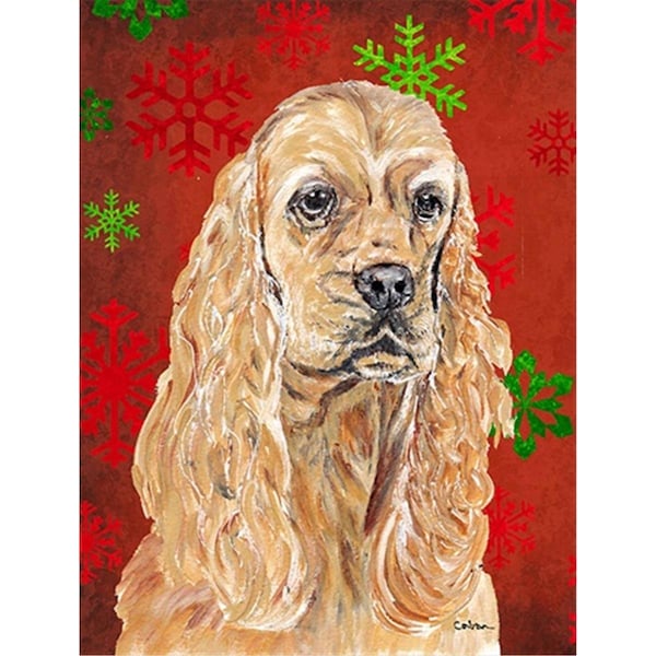 Patioplus Cocker Spaniel Red Snowflake Christmas Flag Canvas House Size - PA2088574