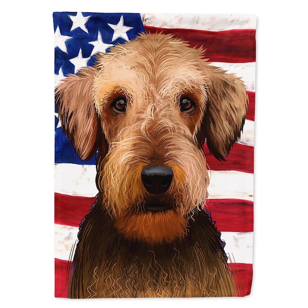 Carolines Treasures Airedale Terrier American Canvas House Flag - 28 x 0.01 x 40 in. - CK6385CHF