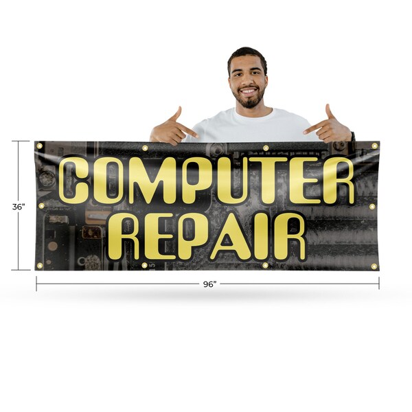 Signmission Computer Repair, 36 Inch x 96 Inch, Vinyl Banner - B-96-30527