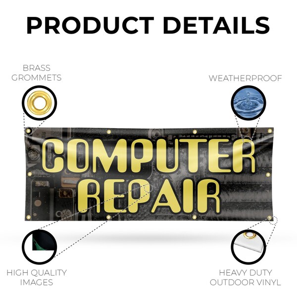 Signmission Computer Repair, 36 Inch x 96 Inch, Vinyl Banner - B-96-30527