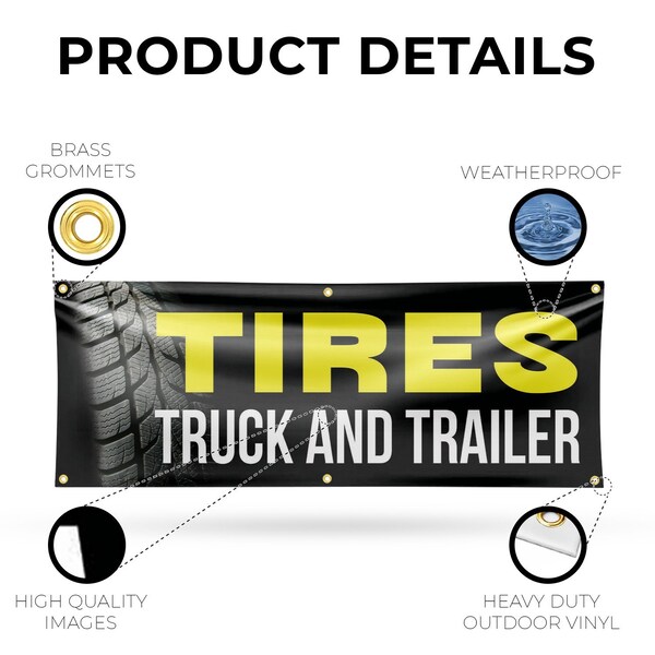 Signmission Tires Truck and Trailer, 24 Inch x 72 Inch, Vinyl Banner - B-72-30895