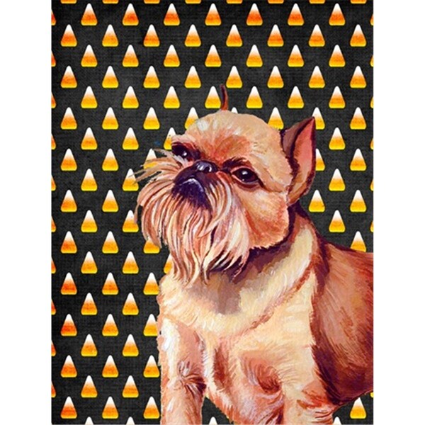 Patioplus 28 x 40 in. Brussels Griffon Candy Corn Halloween Portrait House Size Canvas Flag - PA728825