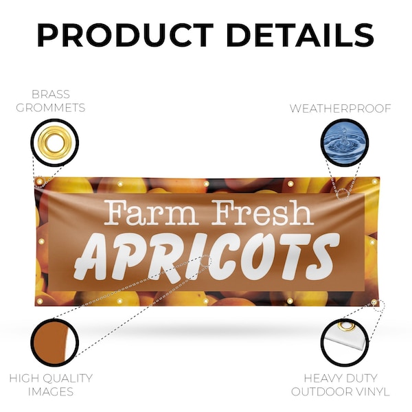 Signmission Farm Fresh Apricots, 48 Inch x 120 Inch, Vinyl Banner - B-120-30573